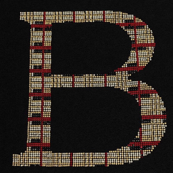 Burberry Black Tee with the tartan Patterned B embellishment with rhinestones M - Picture 7 of 9